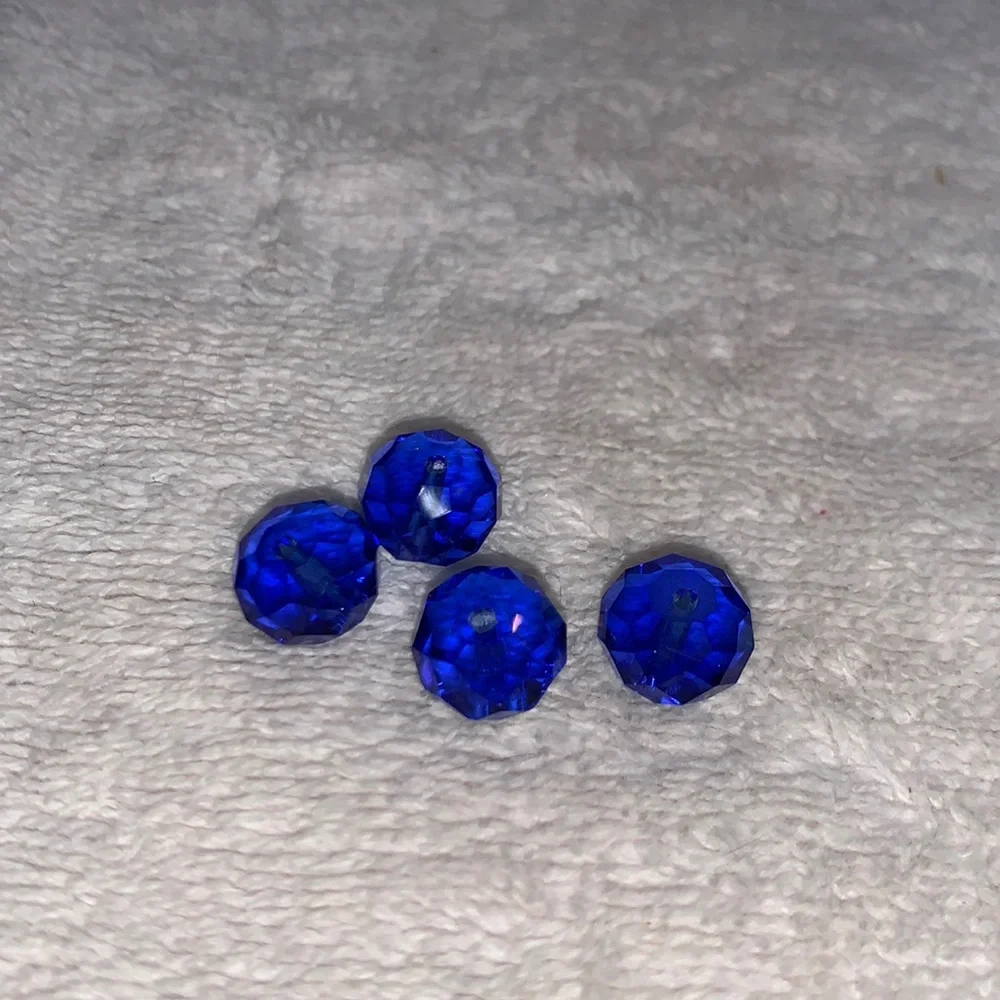 New Hand Crafted Snowflake Dangling Stud Post Earrings with Blue Glass Beads - Picture 8 of 12